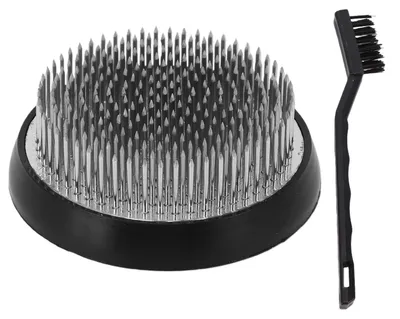 Image de Support en acier inoxydable de 7 cm pour fleurs, idéal pour les arrangements floraux, avec pince à fleurs et brosse de nettoyage