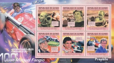 Produktbild von Briefmarken Guinea 2011 Mi 8418-8423 Kleinbogen (kompl. Ausgabe) postfrisch Juan Manuel Fangio, Motorsport