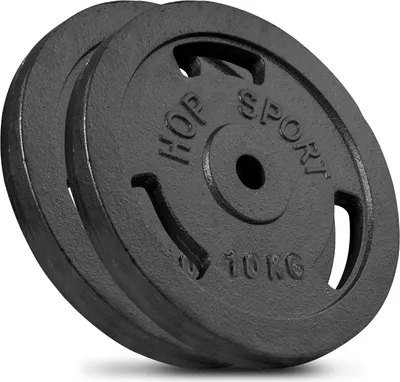 Produktbild von Hop-Sport 20 kg Hantelscheiben-Set 2x10 kg 30/31mm Gripper Gusseisen Gewichte Hanteln