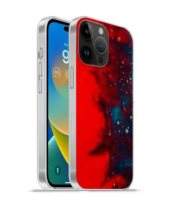 Produktbild von MuchoWow® Handyhülle Schutzhülle Hülle für Apple iPhone 14 Pro Max Tinte - abstrakt - rot - blau Silikon Softcase Handy Hülle - Hardcover