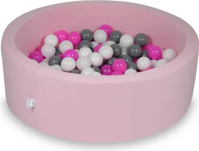 Image de Piscine à balles 90x30cm rose - Avec 200 balles / blanc, gris, rose