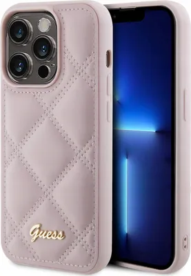 Obrázok produktu pre Guess prešívaný kryt s kovovým logom na iPhone 15 Pro Max (GUHCP15XPSQSQSP) - ružový
