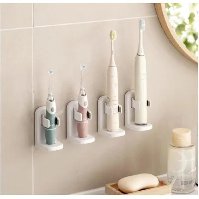 Obrázek produktu pro Držák na elektrické zubní kartáčky, sada 4 kusů, montáž na zeď bez vrtání, bílá barva