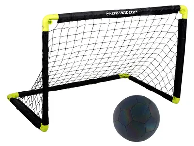 Image de Ensemble but de football et ballon lumineux Dunlop - Matériel d'entraînement de football - 90 x 59 x 61 cm - Ballon de football taille 5 - Plastique - Noir/Jaune