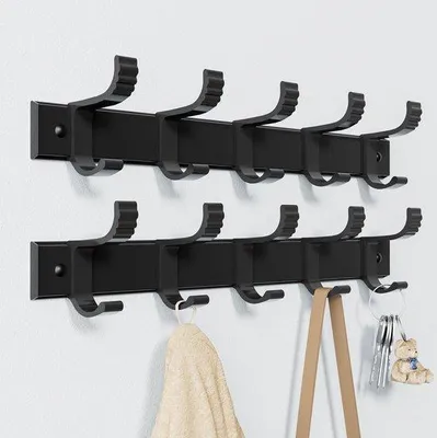 Produktbild von Famanu Kleiderhaken Wandmontage - Abnehmbare Haken - Schwarz - 30 cm