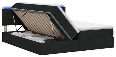 Produktbild von vidaXL LED-Speicherbett mit Matratze Schwarz 200 x 200 cm Stoff