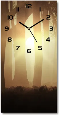 Produktbild von Wanduhr aus Glas – 30x60 cm - Glasbild - Glasuhr - Gehärtetes Glas -Nebel im Wald