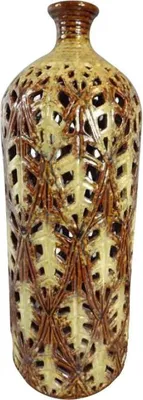 Zdjęcie produktu dla Wazon ceramiczny w kolorze brązowym ażurowy wzór 41x13 cm