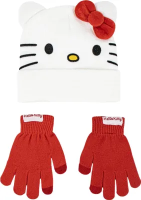 Zdjęcie produktu dla Czapka i rękawiczki Hello Kitty białe 2 szt