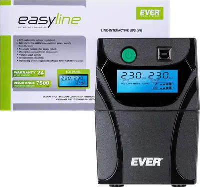 Produktbild von Ever EASYLINE 650 AVR USB Line-Interaktiv 0 65 kVA 360 W