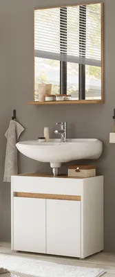 Produktbild von Badmöbel Set 2-teilig "Center" weiß matt und Wotan Eiche Badkombination 60 cm