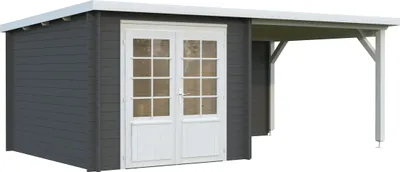 Produktbild von Gartenhaus Palmako Ella 6,9+8,2 m² 554 x 340 cm dunkelgrau-weiß