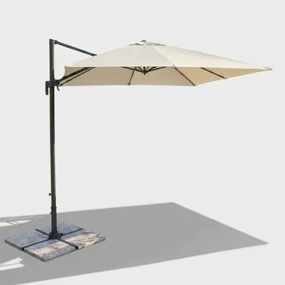 Produktbild von Garten-Ampelschirm aus Aluminium Newton 3 x 3 - Ecrù