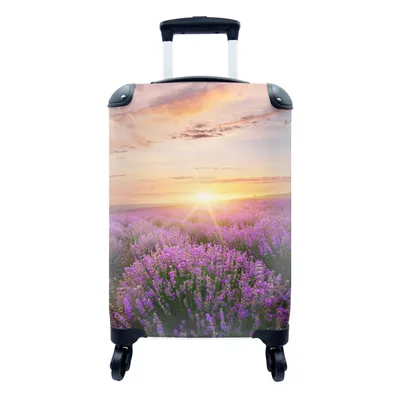 Produktbild von MuchoWow® Koffer Handgepäck Trolley Rollkoffer Kleine Reisekoffer mit 4 Rollen - Lavendel - Sonne - Blumen - Cabin Size < 55x40x23 cm & 55x40x20 cm - Fotokoffer - Kabinenkoffer - Boardgepäck - Reise-Box - Reisekoffer - Reisegepäck - Koffer mit Bild - Trolley für Kinder