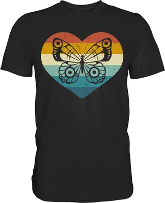 Produktbild von Retro Schmetterling T-Shirt – Black / M