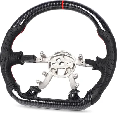 Image de Volant Hydro Dip style fibre de carbone, cuir perforé avec coutures rouges, remplacement pour C5 1997-2004