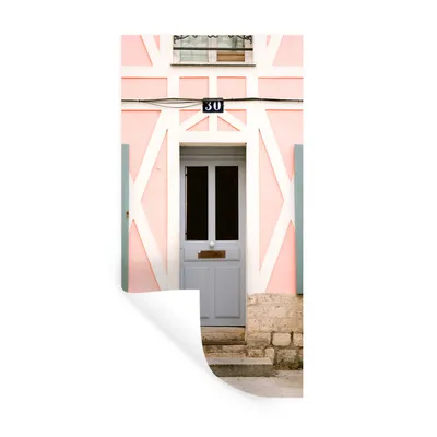 Produktbild von MuchoWow® Wandtattoo Wandsticker Wandaufkleber Rosa - Tür - Architektur - Haus 20x40 cm Selbstklebend und Repositionierbar - Selbstklebend - Fototapeten
