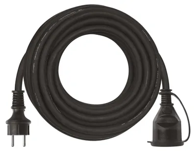 Venkovní prodlužovací kabel 10 m / 1 zásuvka / černý / guma-neopren / 230 V / 1,5 mm2