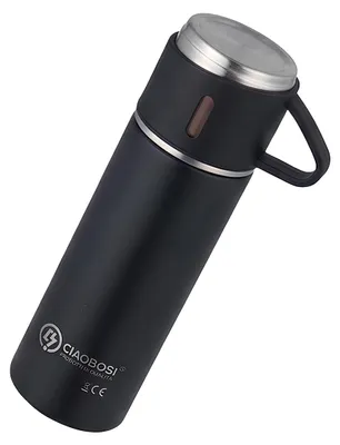 Produktbild von Avizar, Vakuum-Isolierflasche 500ml mit Integriertem Teesieb, Schwarz