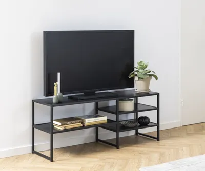 Produktbild von TV-Regal >Seaford< in schwarz, MDF, Stahl - 120x46x33cm (BxHxT)