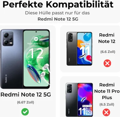 Produktbild von Handykette Xiaomi Hülle mit Band Handyhülle Kartenfächer Kunstleder Umhängetasche Redmi Note 12 5G / Poco X5 5G Grau