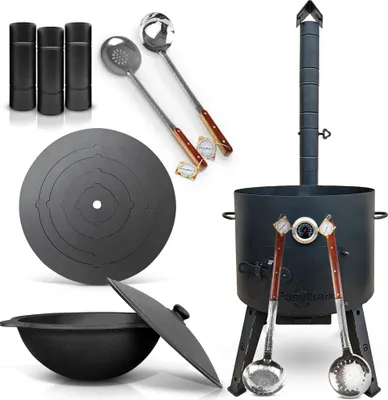 Produktbild von Utschak Uchag Feuerofen Ø 49 cm 2 mm Stahl Herdplatte 4mm, Kazan 22 L Казан Учаг