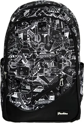 Produktbild von Rucksack mit Robotikdruck - 4 Fächer, 2 Seitentaschen - ergonomisch & komfortabel Schwarz