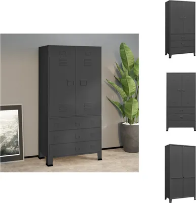 Produktbild von vidaXL Industrial Kleiderschrank Anthrazit 90x50x180 cm Metall -  Kleiderschränke