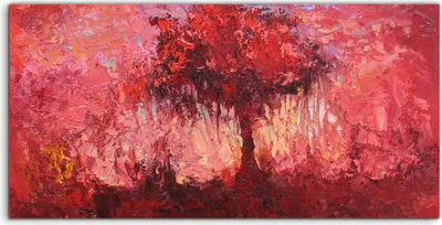 Produktbild von Coloray Acrylbild 140x70  Wandbild Acrylbilder Fantasie Landschaft mit Einzelbaum Rot
