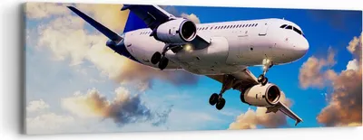 Produktbild von Bild auf Leinwand - Leinwandbild - Flugzeug Flug Reise Fahrzeug - 90x30cm - Wand Bild - Wanddeko - Leinwanddruck - Bilder - Kunstdruck - Wanddekoration - Leinwand bilder - Wandkunst - AB90x30-2445