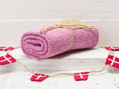 Produktbild von Solwang Küchentuch ROSA MELIERT gestrickt ORGANISCH Geschirrtuch Handtuch Gäste