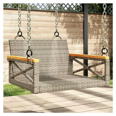 Produktbild von Hängesessel Grau 63x62x40 cm Poly Rattan, Hängekorb Sessel für Outdoor und Indoor