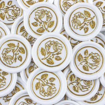 Produktbild von Famanu Wachssiegel Aufkleber - Selbstklebend - Gold und Weiß - 30 mm Durchmesser