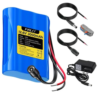 Image de Batterie rechargeable, capacité de 3000 mAh, compatible 12,6 V, 1 batterie et prise européenne