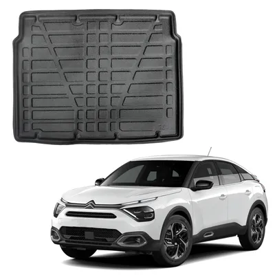Image de Tapis De Coffre Sur Mesure Pour Citroen E-C4 Depuis 2022, Noir, Antidérapant, Bord Haut, Toutes Saisons