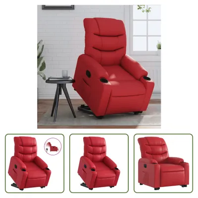 Image de The Living Store Fauteuil relax releveur électrique rouge similicuir