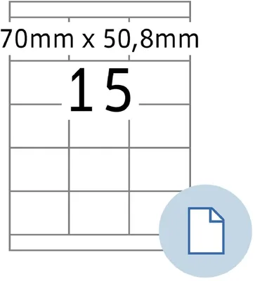 Produktbild von HERMA 8415 Blattetiketten A4 Papier weiß 70x50,8 mm 500 Blatt 7500 Etiketten