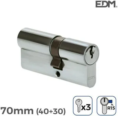 Produktbild von Zylinder EDM r15 Europäisch Lange Nocke Silberfarben Nickel (70 mm)