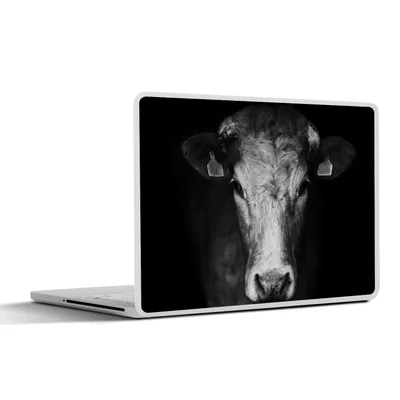 Produktbild von MuchoWow® Laptop Aufkleber Sticker Cover Tiere - Kuh - Schwarz - Weiß - Kuhkopf 40x30 cm - Laptop Dekoration - Selbstklebend