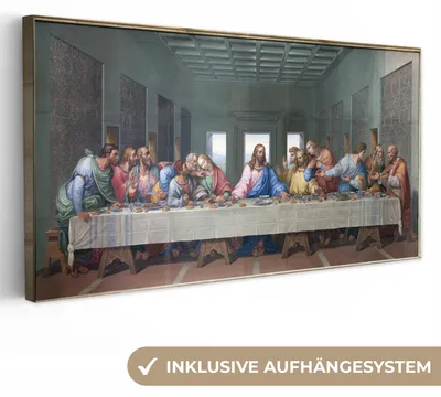 Produktbild von MuchoWow® - Leinwandbilder - Das letzte Abendmahl - Leonardo da Vinci, Wandbild, Wanddeko Bilder Wohnzimmer, 40x20cm