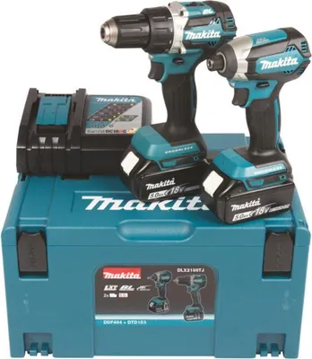Produktbild von Makita DLX 2289 TJ Combo Kit 18 V mit DDF 485 Akku Bohrschrauber + DTD 153 Akku Schlagschrauber + 2x Akku 5,0 Ah + Ladegerät + Makpac