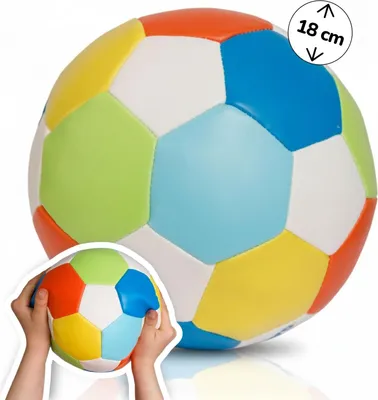 Produktbild von Softball Ø 18 cm bunt, weicher Kinderball im Fußball-Design, leichter Spielball für drinnen und draußen