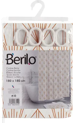 Image de BERILO | Rideau de douche - rideau de bain - 180 x 180 cm - blanc orange - Salle de bain