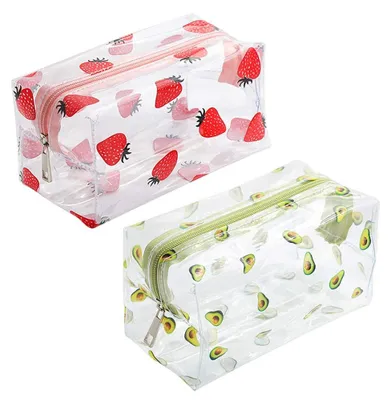Immagine prodotto di Solidchoice - Set di 2 sacchetti trasparenti per cosmetici con motivo a frutta