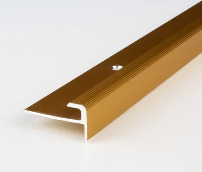 Produktbild von PROVISTON | Einfassprofil | Aluminium eloxiert | Goldfarbig | Breite 28 mm | Höhe 5 mm | Länge 2700 mm | Gebohrt | Abschlussprofil | Einschubprofil | Abschlussleiste | Bodenprofil | 1 Stück