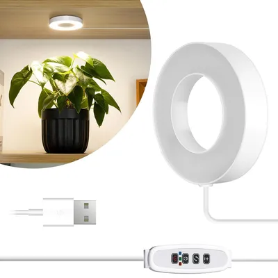 Obrázek produktu pro Rostlinná lampa Engel-Ring, 48 LED, stmívatelné osvětlení pro rostliny, plnospektrální halogenové osvětlení do spodní části skříně, časovač 3/9/12 hodin pro pokojové rostliny, marihuanu, brambory (1 halogenová žárovka)