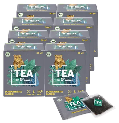 Produktbild von Tchibo Tee „TEA by Tchibo“  Schwarzer Tee Klassik, Kräftig-aromatischer Schwarztee-Mix, Vorratspack, Maxipack, Teebox, 160 Stück - 8x 20 Teebeutel, -Siegel, Natürliche Zutaten, Nachhaltiger Anbau