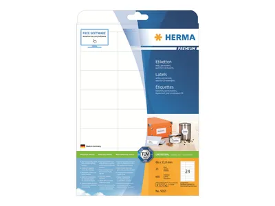 Immagine prodotto di Etichette Premium A4, carta bianca 66x33,8 mm opaca 600 pz.