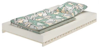Produktbild von Niederflurbett metallfrei 120x200 Futon metallfreier Lattenrost, Fichte unbehandelt V-60.97-12ohne Zubehör