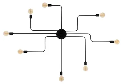 Image de Suspension luminaire en fer noir Ø 190 cm 8 lumières E27 style industriel